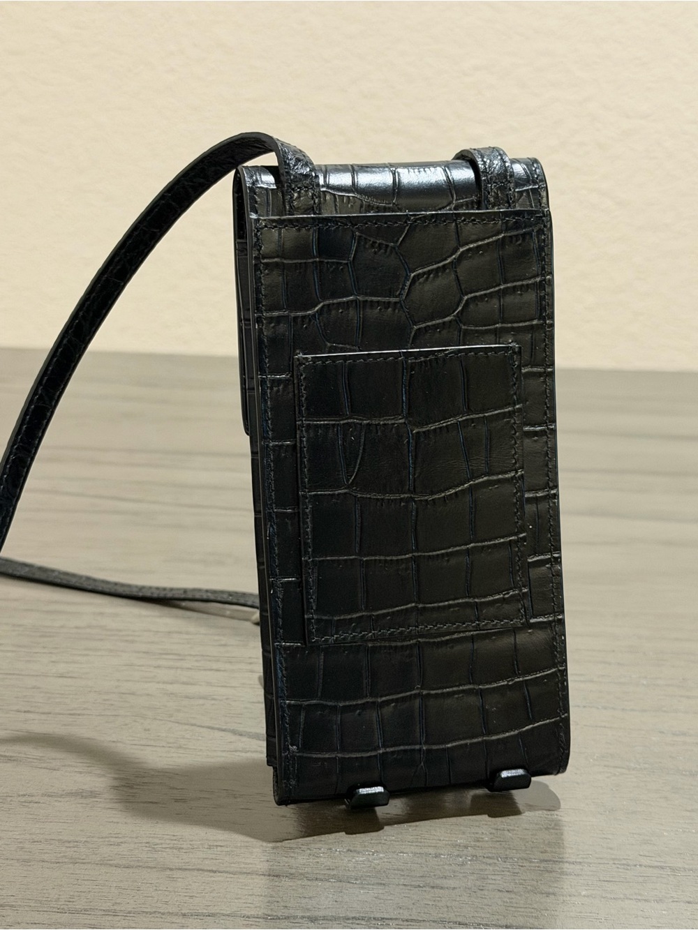 Saint Laurent Black Croc-Embossed Pouch Case - Picture 5 of 8